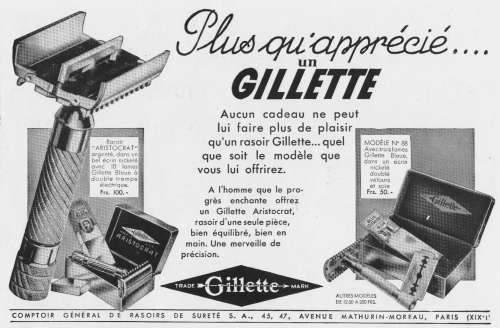 La firme américaine Gillette fabrique le premier rasoir mécanique