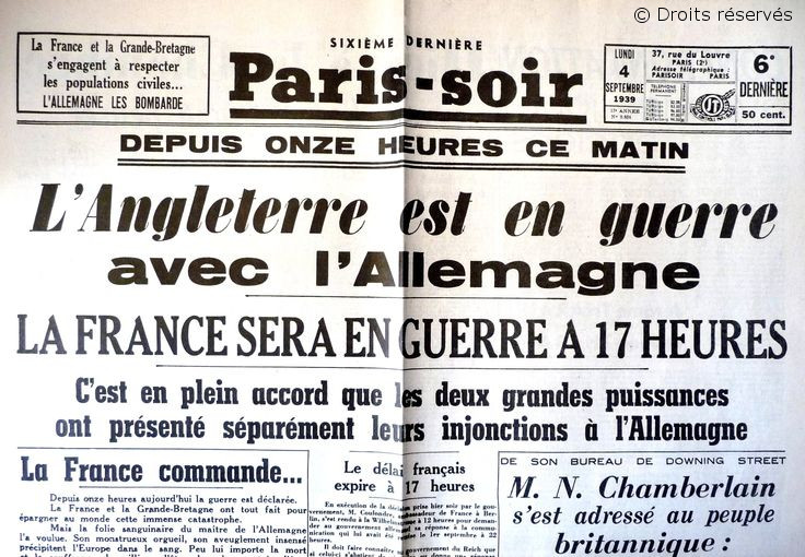 La France et la Grande-Bretagne Déclarent la Guerre à l'Allemagne