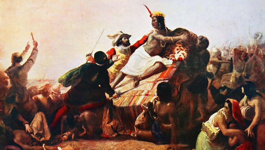 La Rencontre Fatidique entre les Incas face et Francisco Pizarro